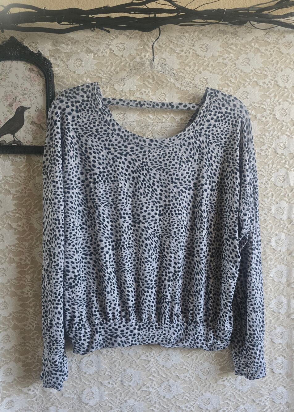 Peyton Jensen Evereve Gray Cheetah Print Open Strap Back Top {Medium}